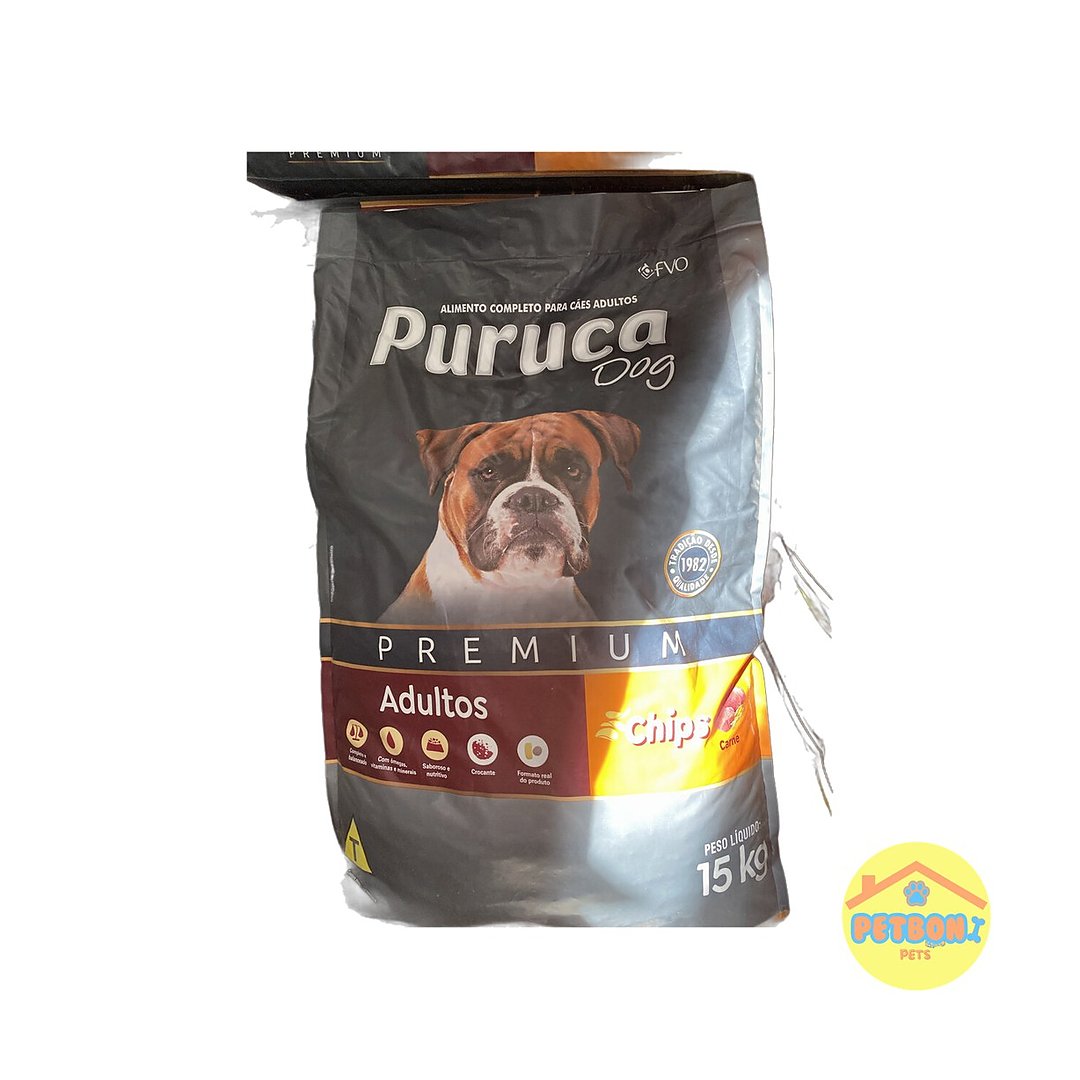 Puruca Dog Premium Adultos - Chips e Carne 15 kg